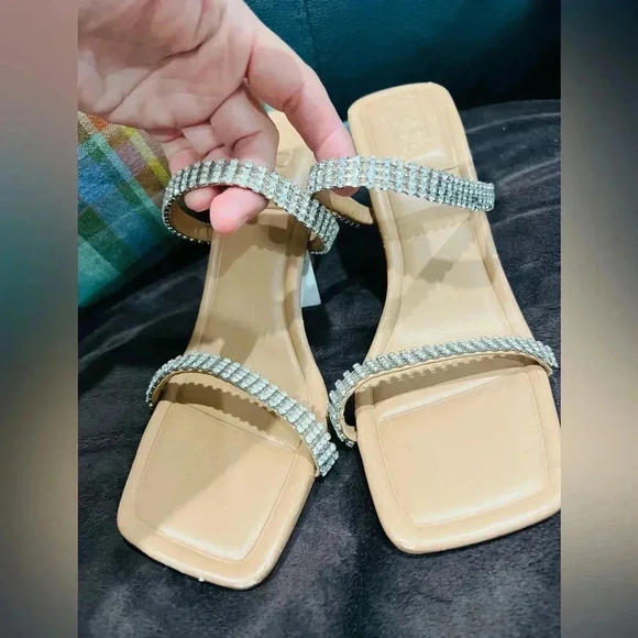 NWT Zara Rhinestone Strap Heeled Leather Sandals size 37 6.5 US - Picture 10 of 14